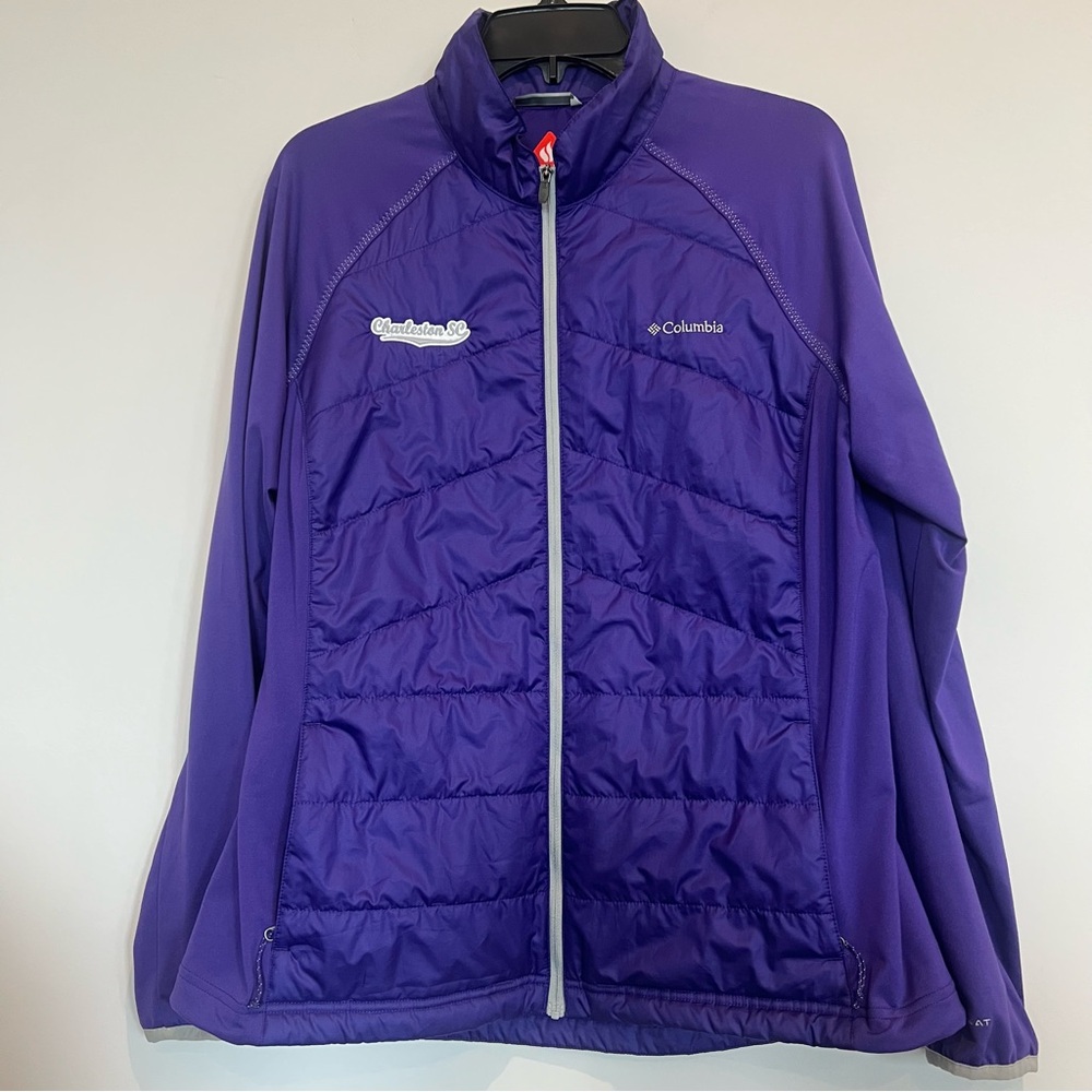 Columbia Omni Heat Women's Purple light weight puffer Jacket size XL Embroidered